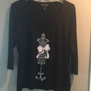 White House Black Market black-n-white top (Med)